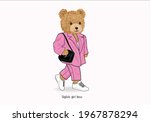 pink suit bear teddy bear... | Shutterstock .eps vector #1967878294