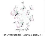 watercolor butterfly design art ... | Shutterstock .eps vector #2041810574