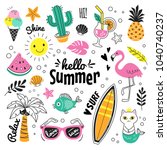 hello summer collection. vector ... | Shutterstock .eps vector #1040740237