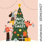 merry christmas greeting card.... | Shutterstock .eps vector #1834614427