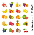 fruits and berries icons... | Shutterstock .eps vector #612352481