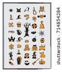set of halloween icons vector | Shutterstock .eps vector #714854284