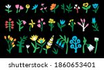 Set Of Abstract Flowers And...