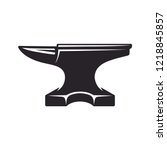 Vintage anvil, monochrome icon, blacksmith tools. Vector illustration, isolated on white background. Simple shape for design logo, emblem, symbol, sign, badge, label, stamp.