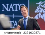 Small photo of VILNIUS, LITHUANIA. 11th July 2023. Mark Rutte, Prime Minister of Netherlands, during NATO Summit 2023.