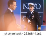 Small photo of VILNIUS, LITHUANIA. 12th July 2023. Admiral Rob Bauer, during NATO SUMMIT 2023 doorstep.