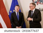 Small photo of RIGA, LATVIA. 9th January 2024. Arvils Aseradens (R), Minister for Finance of Latvia meets with Paschal Donohoe (L), President of the Eurogroup, Minister for Public Expenditure of Ireland.