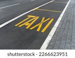 Taxi line and  parking for taxi at airport. Marking on road asphalt.