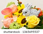 Toy Rabbit And Flowers 
