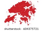 hongkong map red color | Shutterstock .eps vector #604375721