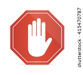 no  entry hand sign on white... | Shutterstock .eps vector #415470787