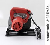 Small photo of circular saw isolated on a white background, Power Tools , circular saws on a white background, new modern circular saw on white background, Electric circular saw.