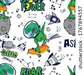 dinosaurs in space hand drawn... | Shutterstock .eps vector #1767894557