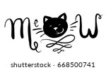 calligraphy meow sign for print ... | Shutterstock .eps vector #668500741