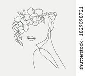 woman head with flowers... | Shutterstock .eps vector #1829098721