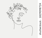 woman head with flowers... | Shutterstock .eps vector #1829098724