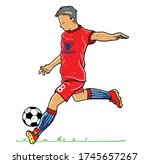 man playing football cartoon... | Shutterstock .eps vector #1745657267