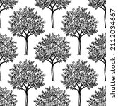 cherry tree seamless pattern.... | Shutterstock .eps vector #2112034667