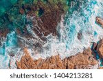 Top View Azure Blue Sea With...