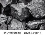 Macro texture black coal anthracite large amount for mine.
