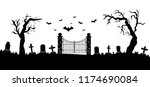 panorama of cemetery or... | Shutterstock .eps vector #1174690084