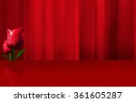 low poly red tulips on red... | Shutterstock . vector #361605287