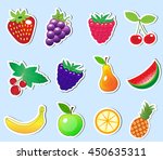 cute cartoon fruit sticker set  ... | Shutterstock .eps vector #450635311