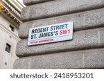 Small photo of London, UK - September 14, 2023: Street sign for the infamous Regent Street, St. James's SW1