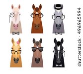 vector hipster horse heads in... | Shutterstock .eps vector #496965994