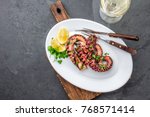 Grilled Octopus On White Plate...