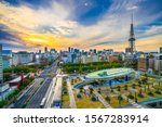 Nagoya Cityscape At Sunset In...