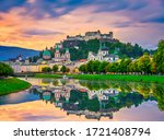Salzburg Sunrise Skyline With...