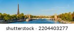 Small photo of Morning sunlight panorama of Pont Alexandre III bridge with Eiffel Tower in the background in Paris. France