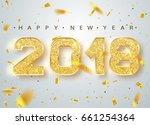 2018 happy new year. gold... | Shutterstock .eps vector #661254364