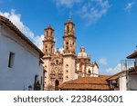 Small photo of View of the Parroquia de Santa Prisca on a sunny summer day, Taxco magical town.