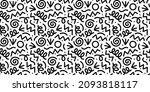 fun black line doodle seamless... | Shutterstock .eps vector #2093818117