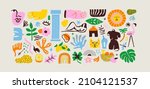 set of trendy doodle and... | Shutterstock .eps vector #2104121537