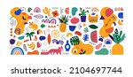 set of colorful trendy shapes... | Shutterstock .eps vector #2104697744