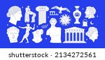 set of ancient greek statue and ... | Shutterstock .eps vector #2134272561