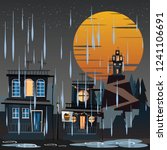 spooky housed in rainy day... | Shutterstock .eps vector #1241106691