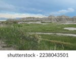 View of buttes in Badlands National Park