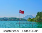 Turkish Flag Waving At Blue Sky ...