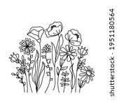 hand drawn wildflowers meadow.... | Shutterstock .eps vector #1951180564