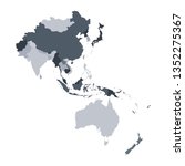 grey map of asia pacific. | Shutterstock .eps vector #1352275367