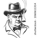 Winston Churchill. Ink Black...