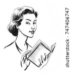 woman with a book | Shutterstock . vector #747406747