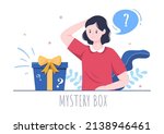 mystery gift box and confused... | Shutterstock .eps vector #2138946461