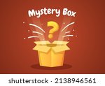 Mystery Gift Box with Cardboard Box Open Inside with a Question Mark, Lucky Gift or Other Surprise in Flat Cartoon Style Illustration 