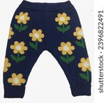 Small photo of Knit Multicolor pant flower design baby boys girls cotton pant leggings a beautiful closeup view.