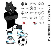 Sporty Dog Soccer Cartoon Set...